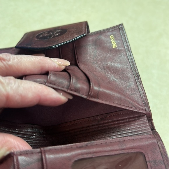 Buxton Card Leather Wallet W/Coin Attachment Deep Burgundy EUC - Picture 7 of 8